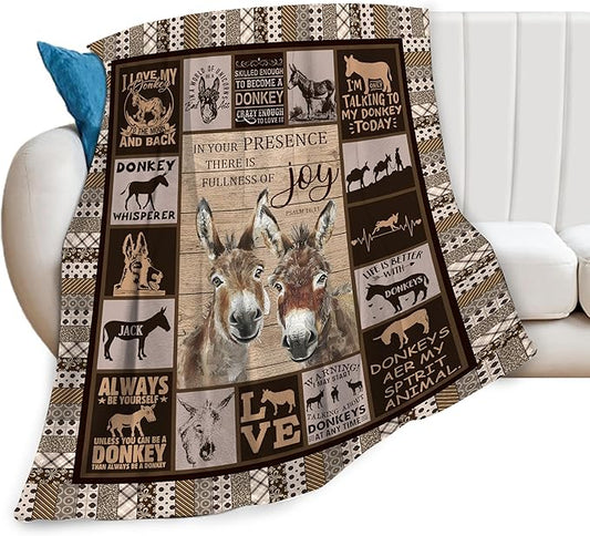 Donkey Blanket Donkeys Throw Blanket Soft Fleece Flannel Bedding Donkey Gifts for Men Boys Women Girls Lovers Adults Stuff Plush for Couch Sofa Bed Room Decor 40"X50"