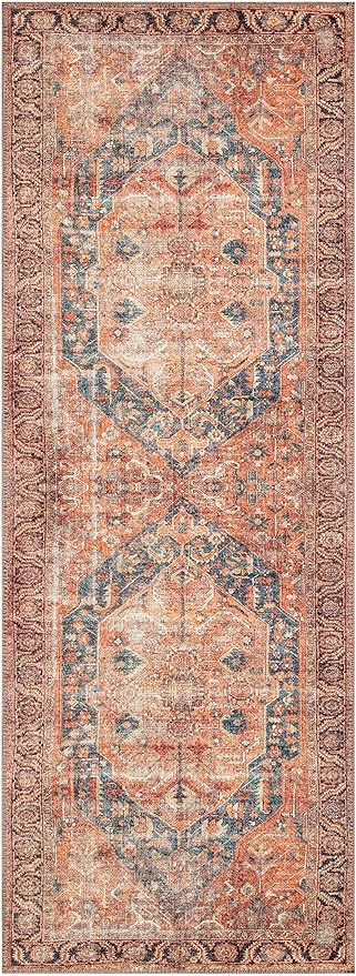 Keen Home Design 2x7 Rug - Machine Washable Runner Rug with Non-Slip Backing, Ideal for Hallway, Entryway, Kitchen, Laundry Room - Vintage, Easy Clean, Durable, Low Pile Rug - (2'6" x 7')