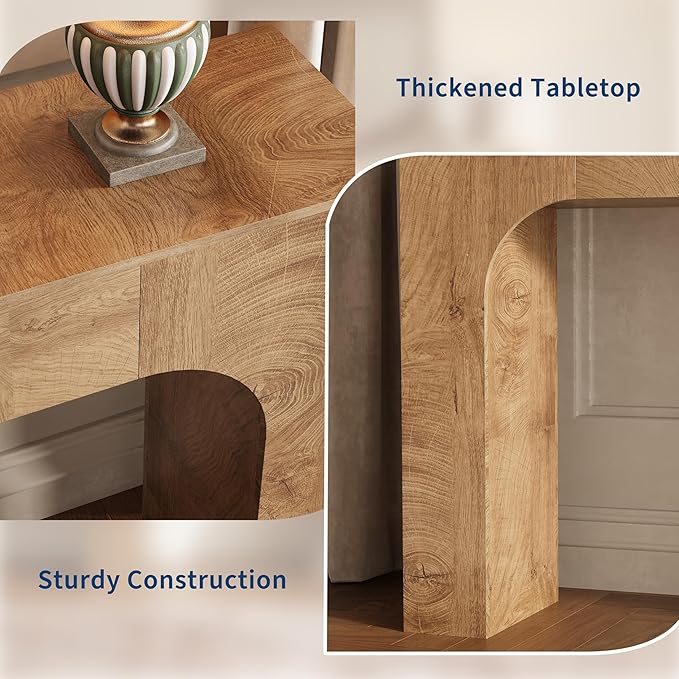 GarveeHome 47 Inch Farmhouse Console Table, Narrow Wood Entryway Table Behind Couch, Slim Rustic Hallway Furniture for Living Rooms, Foyers & Apartments, Deep Oak