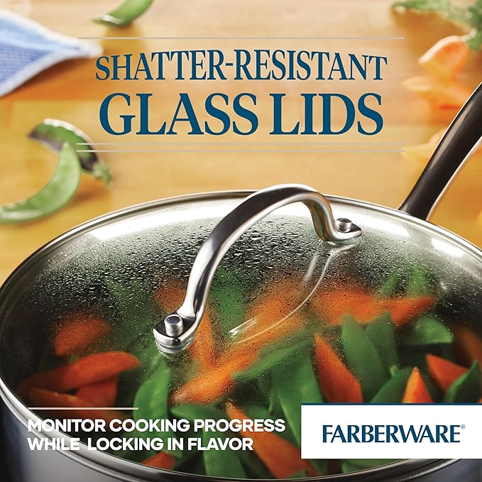 Farberware Millennium Stainless Steel Nonstick Cookware Set, 10-Piece Pot and Pan Set, Stainless Steel