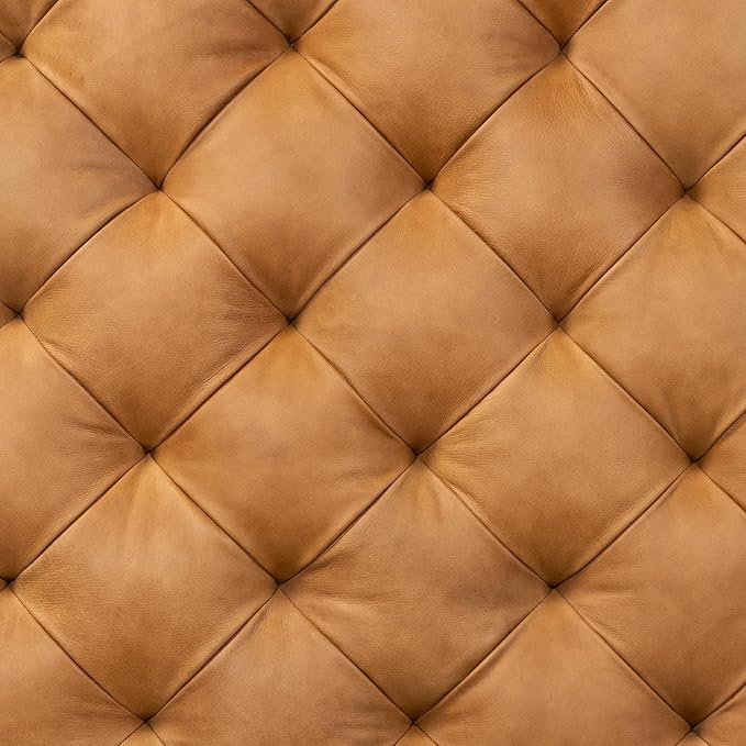 POLY & BARK Turin Ottoman with Wood Legs in Cognac Tan