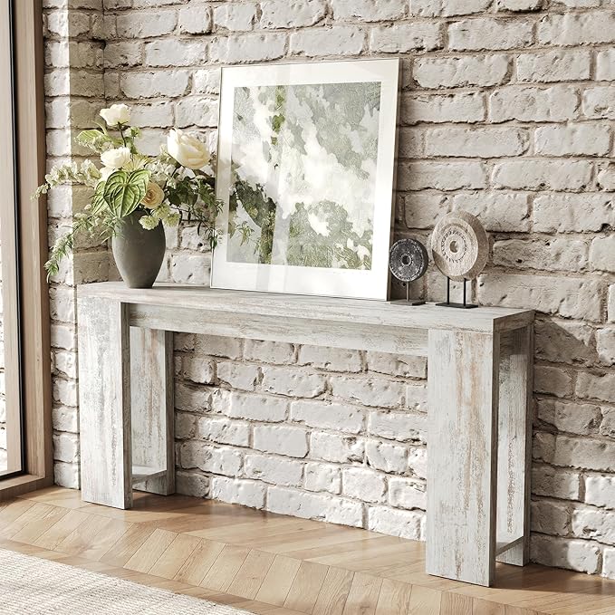 LITTLE TREE 70.9-Inch Entryway Table, Long Narrow Farmhouse Sofa Console Table for Living Room, Hallway