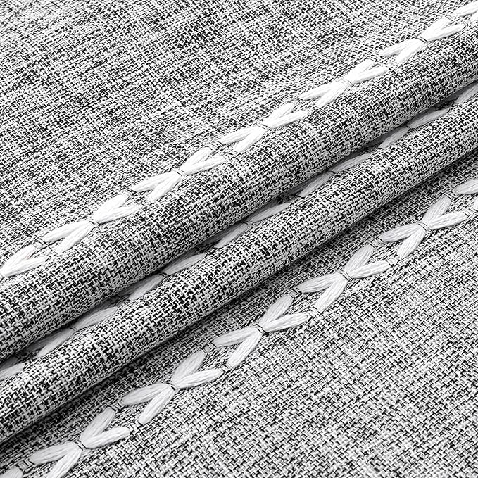 MitoVilla Dark Grey Farmhouse Shower Curtain Set 72 x 78, Boho 78 inch Long Polyester Linen Tassel Fabric Shower Curtain Set for Chic Cottagecore French Rustic Bathroom Decor, Charcoal Grey