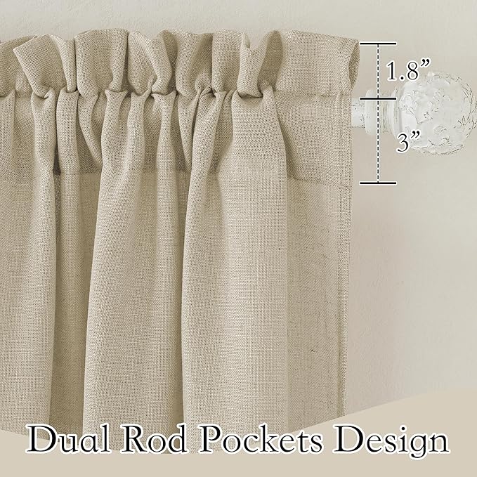 RYB HOME Semi Sheer Curtains 102 inches Long, Breathable Light Filtration Half Privacy Window Curtains & Drapes for Bedroom Living Room, Beige, W 52 x L 102 inches, 2 Panels Set