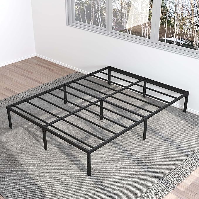 12 Inch Cal King Bed Frame No Box Spring Needed, Heavy Duty California King Metal Platform Support Up to 3000 lbs with Steel Slat, Easy Assembly, Noise Free, Black
