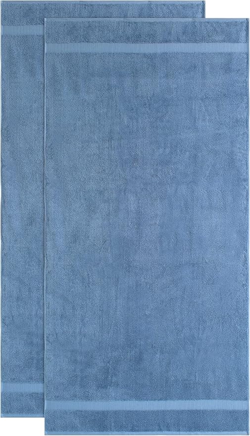 SALBAKOS 100% Turkish Cotton Extra Large Bath Sheet Set of 2 35x70 inch | Heirloom Quality | Hotel & Spa Collection | Ultra Soft, Absorbent Oversize Bath Towels | Made in Turkey (Blue, 2 Bath Sheets)