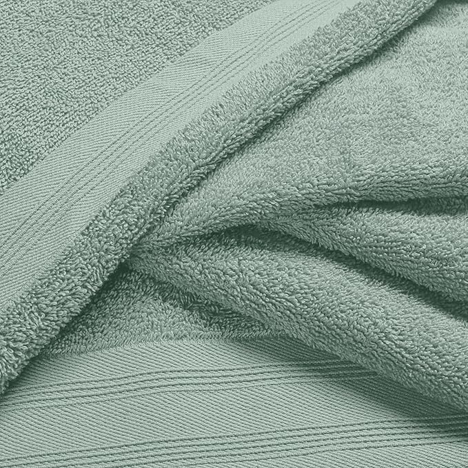 Ultra Soft 6 Pack Cotton Towel Set, Contains 2 Bath Towels 28x55 inch, 2 Hand Towels 16x24 inch & 2 Wash Coths 12x12 inch, Ideal Everyday use, Compact & Lightweight - Jade