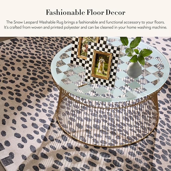MACKENZIE-CHILDS Washable Rug, Decorative Indoor Rug, 2' x 3', Snow Leopard