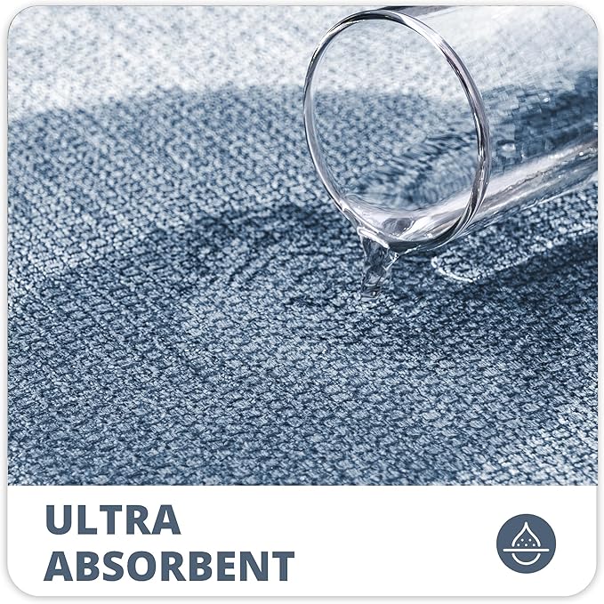 Bathroom Rugs Set 2 Pieces,Thin Bathroom Mats,Toilet Rugs,Quick Dry,Non-Slip,Machine Washable,Low Pile,Absorbent Bath Mats,Shower,Sink,Home Decor Accessories.Blue,1'5"x2'3"+1'8"x2" U Shape