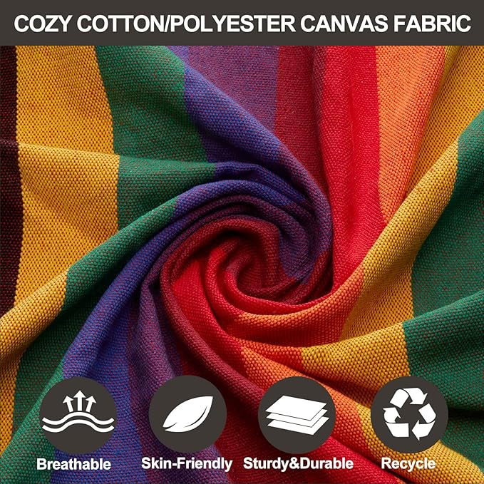 Brazilian Double Hammock with Tree Straps,Extra Large 240x160cm,2 Persons Hammock for Backyard Patio Outdoor and Indoor,450lbs Weight Capacity,Soft Woven Cotton Fabric