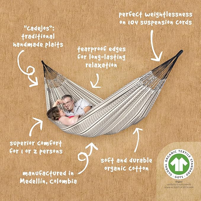 LA SIESTA Flora Zebra Organic Cotton Double Classic Hammock