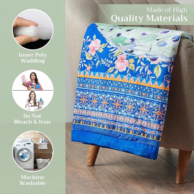 Maison d' Hermine Throw Blanket for Couch Lightweight Soft Warm Breathable Cotton Throw Blankets for Bed Girls Boys Women Men Gifts Sofa Travel Living Room Chair Bedding (60"x80", Peacock)