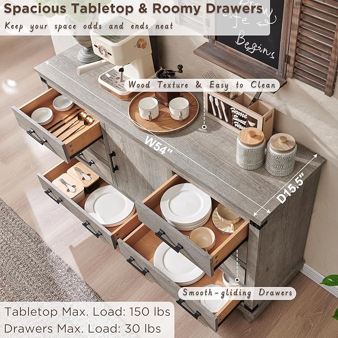 RedLemon Farmhouse 8 Drawers Dresser for Bedroom, Wood Large Chest of Drawers with Thick Plank, Rustic Dresser for Bedroom, Living Room, Light Rustic Oak