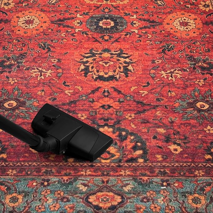 Keen Home Design 9x12 Rug - Machine Washable Area Rug with Non-Slip Backing, Ideal for Living Room, Dining Room, Bedroom - Vintage, Easy Clean, Durable, Low Pile Rug - (9' x 12')