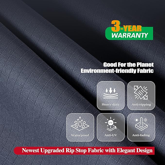 F&J Outdoors Patio Furniture Covers, Waterproof UV Resistant Rip-stop Cover for Outdoor Furniture, Grey, 90"Wx60"Dx27.5"H
