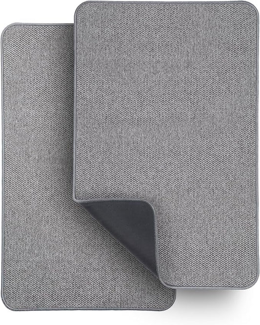 Bath Mat,Ultra Thin Bathroom Rugs,Rubber Bath Mats for Bathroom,No Slip Bath Rugs,Quick Dry,Machine Washable,Low Pile,Absorbent,Shower Outside,Sink,Home Decor Accessories.Grey,1'5"x2'3"(2 Pack)
