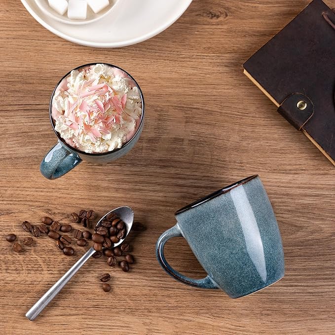 GBHOME Ceramic Coffee Mugs Set of 6, 12oz Stoneware Coffee Mugs Set For Dad Mom Women MEN, Light Weight Coffee Cups for Latte/Tea/Beer/Hot Cocoa, Dishwasher & Microwave Safe