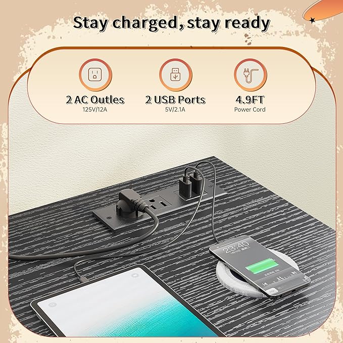 55" W TV Stand for Bedroom with LED Lights & Power Outlets Dresser TV Stand with 2 Drawers for 65" TV with Open Storage Shelves