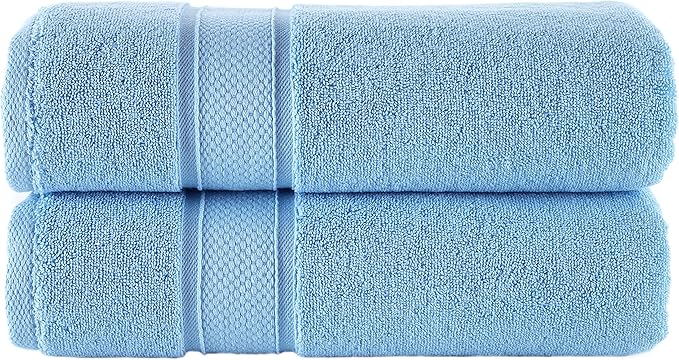 NOVA Luxury Linen - Hotel Quality Turkish Towel Set for Bathroom (2 Pcs Bath Towel Set, Sky Blue)
