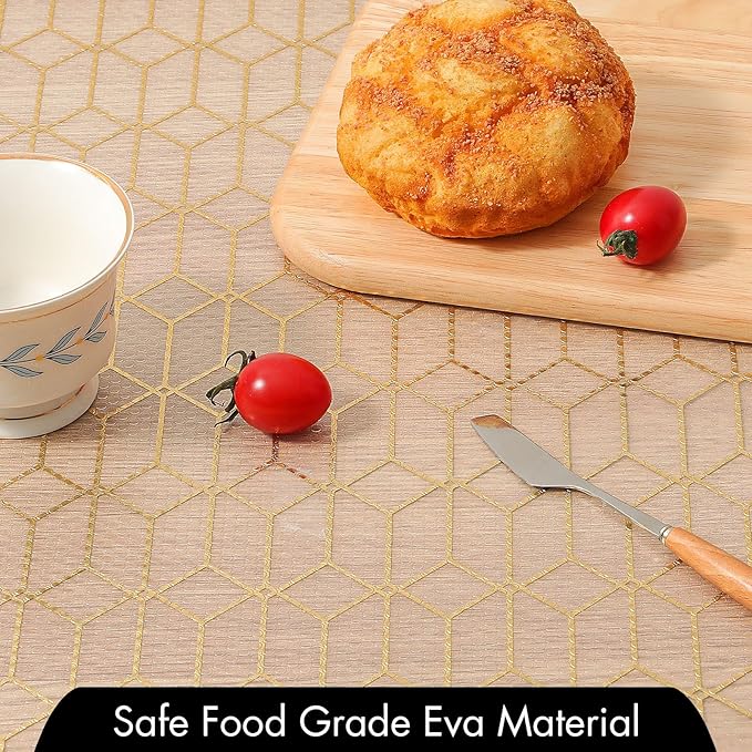 Cooyes Shelf Liner, Non Adhesive Drawer and Cabinet Liner, EVA Washable Oil-Proof Shelf Paper for Kitchen Cabinets, Refrigerator, Storage, Desks with Modern Pattern