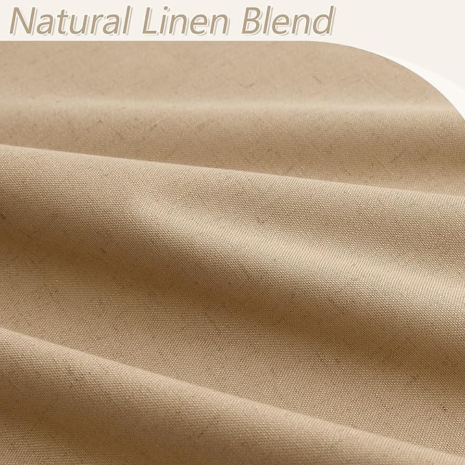 Guken 100% Blackout Linen Curtains 100 Inch Length 2 Panels Set for Living Room Bedroom Back Tab Thermal Insulated Black Out Linen Drapes Room Darkening Window Curtains,Camel Brown
