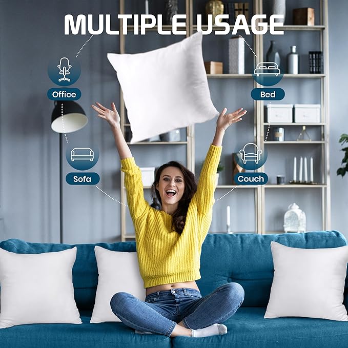 Utopia Bedding Throw Pillows Insert (Pack of 4, White) - 26 x 26 Inches Bed and Couch Pillows - Indoor Decorative Pillow