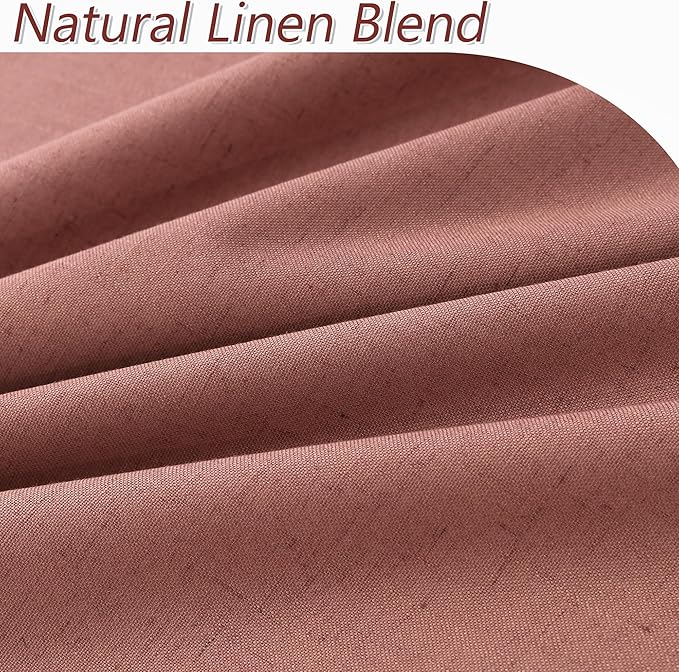 Guken Blackout Curtains 80 Inch Length 2 Panels Set for Living Room Bedroom Back Tab Thermal Insulated 100% Black Out Linen Drapes Room Darkening Window Curtains 80 Inches Long,Dusty Rose