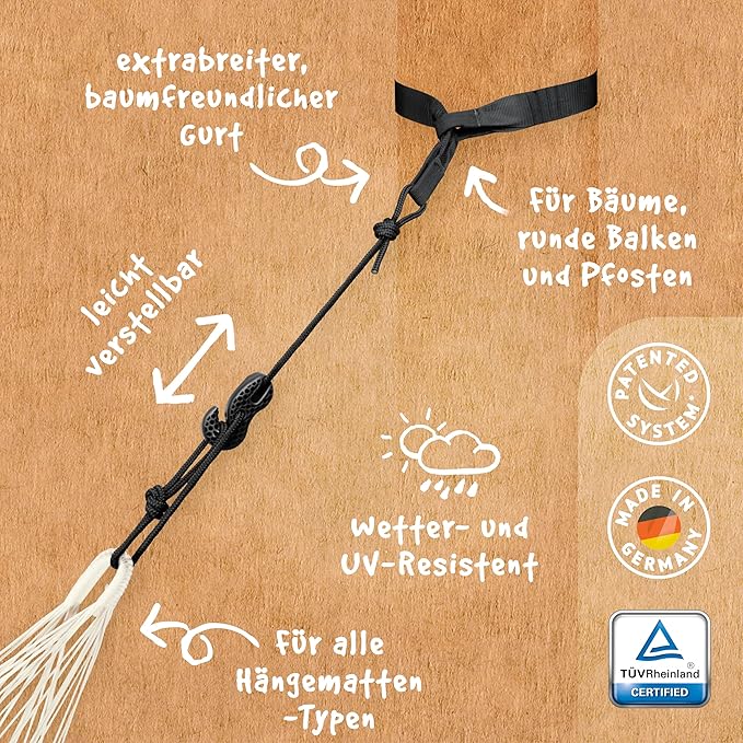 LA SIESTA® Alisio Hammock & TreeMount, Hammock with Tree Straps for Beams Posts - Hammock with Spreader Bar, Weatherproof Outdoor Hammock - 2 Person Hammock Bed Double Hammock - Max 355 Lbs, Toucan