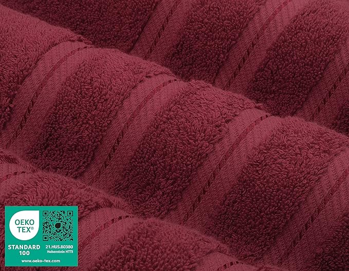 American Soft Linen Premium 3 Piece Towel Set, 1 Bath Towel 1 Hand Towel 1 Washcloth, 600 GSM 100% Cotton Turkish Towels for Bathroom, Bordeaux Red Towel Set