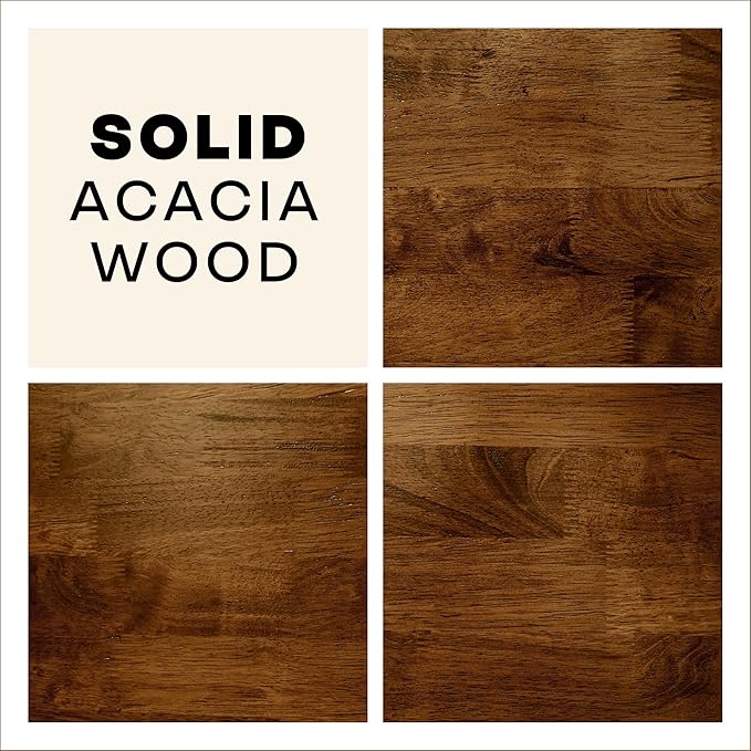 Acacia Kaylin King Size Bed Frame with Headboard, Queen Bed Frame with Headboard 800 lbs Capacity Natural Wood Bed All Mattress Support & No Box Spring Needed, Wood Slats Support, Chocolate.