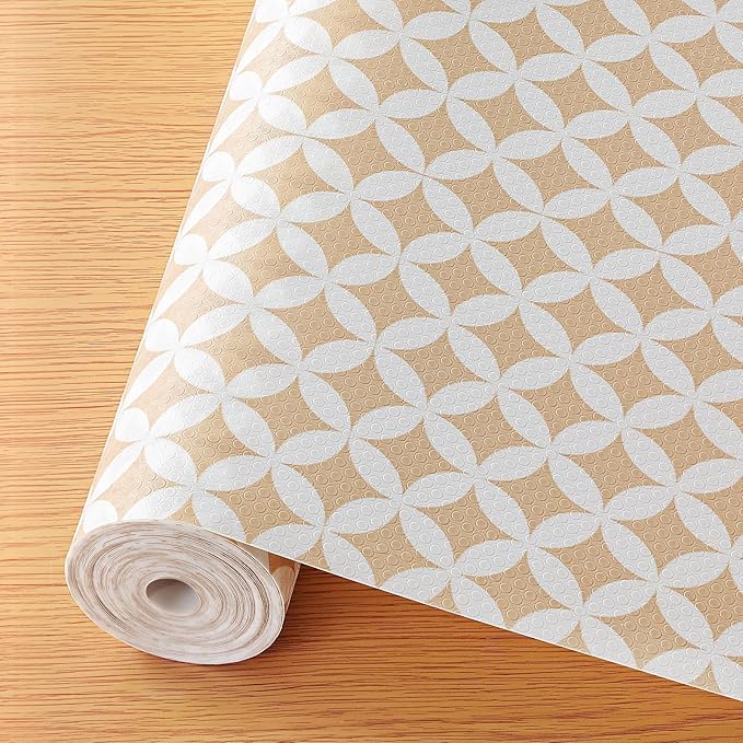 Cooyes Shelf Liner for Kitchen Cabinets – Non-Adhesive Waterproof EVA Liner for Drawers and Cabinets – Durable, Easy-to-Cut Shelf Paper with Modern Pattern