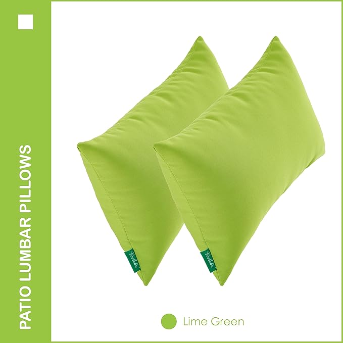 Indoor Outdoor Lumbar Pillows,Waterproof Outdoor Pillows Set of 2 for Patio Furniture,12×20 Inch,Lime Green