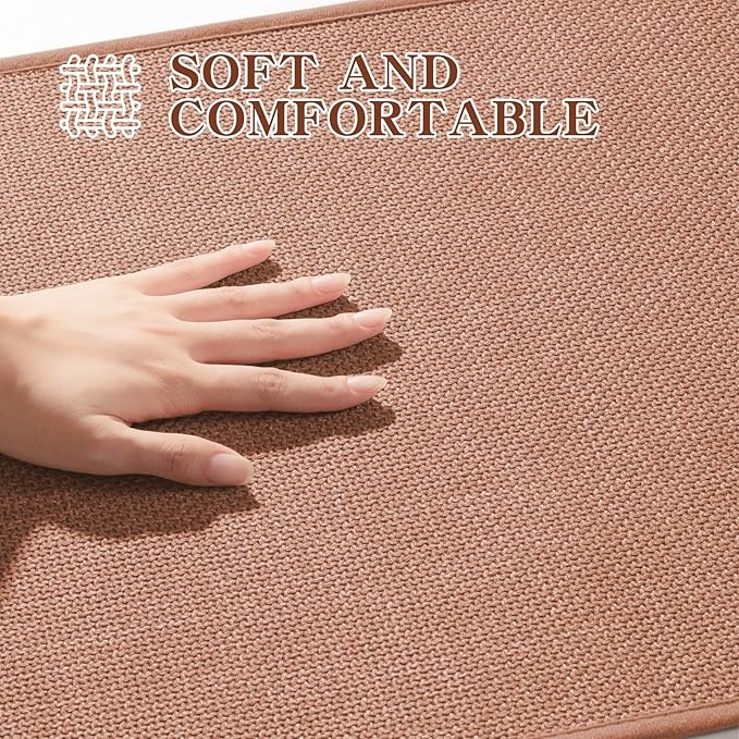 chakme Bathroom Rugs Mat 47x24, Ultra Thin Non Slip Bath Mat Large Quick Dry Absorbent Bath Mat for Bathroom Floor, (Dark Pink, 47"x24")