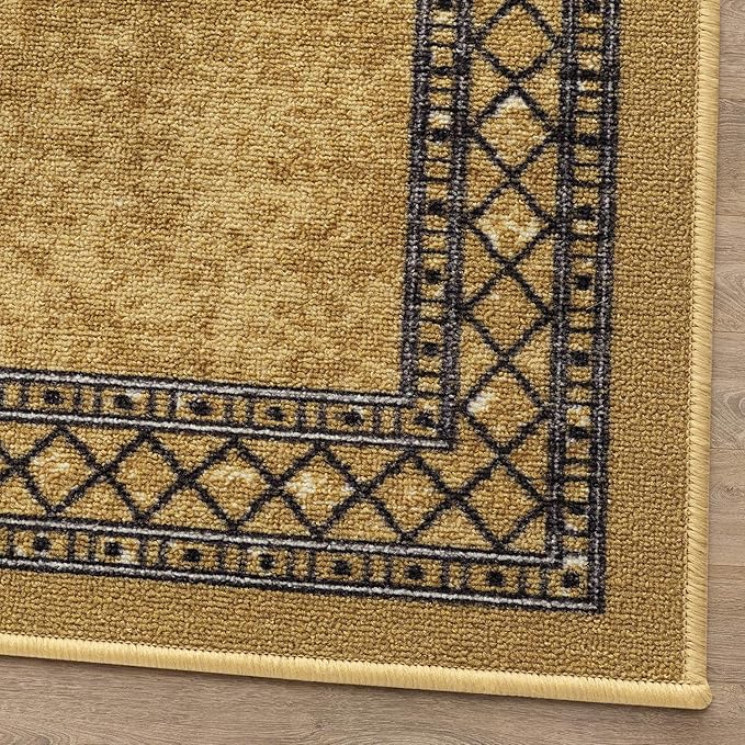 Antep Rugs Alfombras Modern Bordered 2x4 Non-Skid (Non-Slip) Low Profile Pile Rubber Backing Kitchen Area Rugs (Brown, 2'3" x 4')