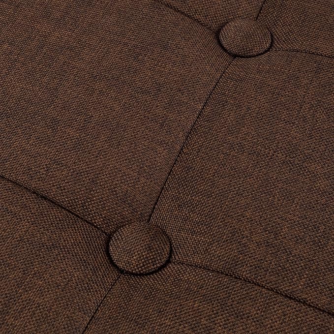 Folding Storage Ottoman - 30-Inch Tufted Footrest, Linen Chest, or Bench with Removable Bin for Living Room, Bedroom, or Dorm by Lavish Home (Brown)