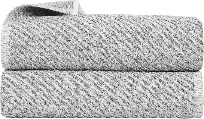 Superior Amelia Viscose Cotton Blend Medium Weight Bath Sheets, for Bathroom, Shower, Spa, Plush, Quick Dry, Ultra-Soft Towels, Essentials, Ribbed Design, Oversized Towels, Set of 2, Charcoal