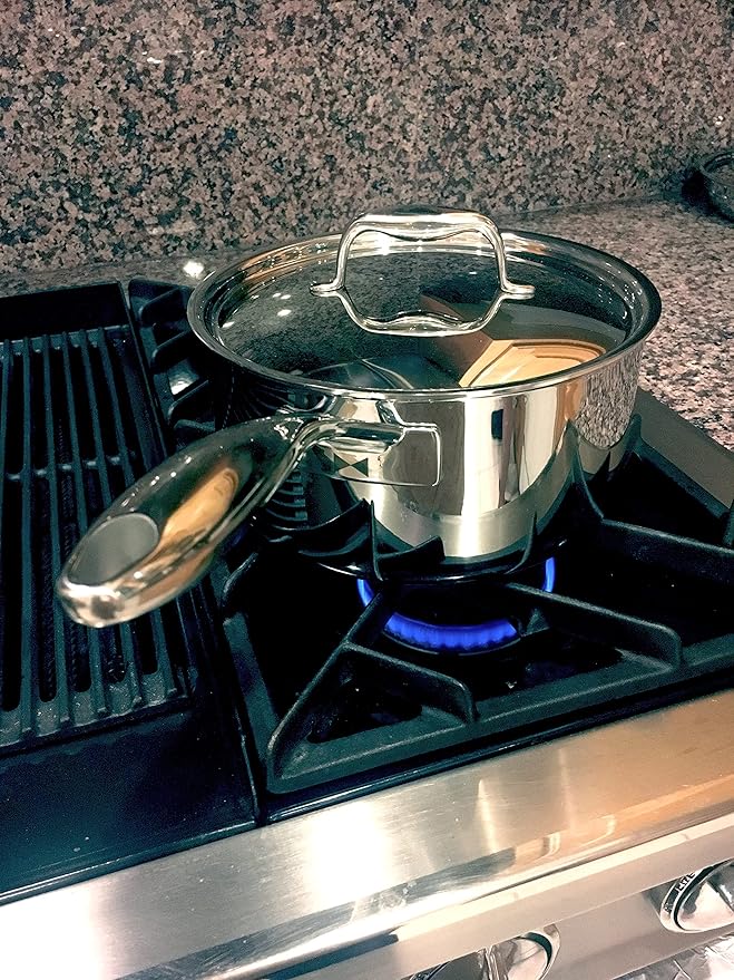 Duratux Tri-Ply 1.5-Quart Sauce Pan with Lid, Silver; Stainless Steel, PTFE & PFOA Free, Freezer to Oven Safe, Induction Compatible