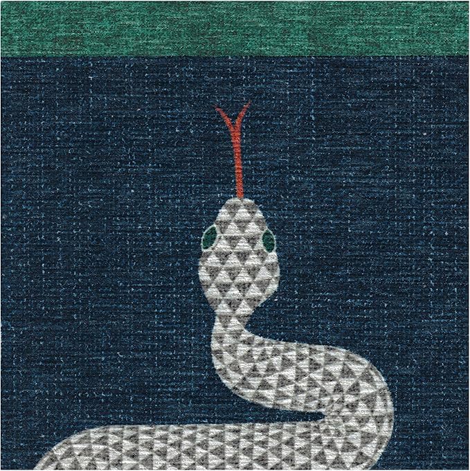 RUGGABLE x Jonathan Adler Machine Washable Modern Area Rug – Venom Sapphire 6 ft Round, Stain-Resistant, Non-Slip – Medium Rugs for Living Room, Bedroom, Hallway, Entryway & Office–with Cushioned Pad