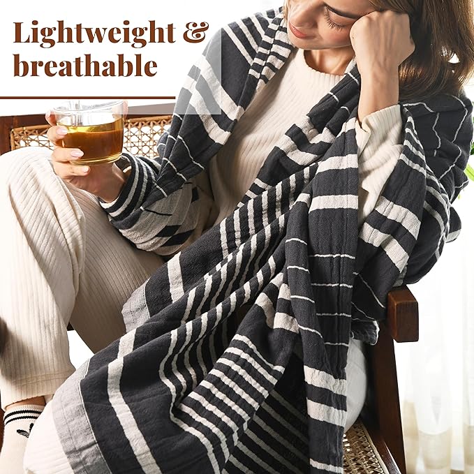 Folkulture Throw Blanket for Couch 50" x 60", 100% Recycled Cotton Couch Blanket and Throws for Chair, Soft Throw Blanket for Bed or Bed Throws for Sofa, Boho Throw Blankets