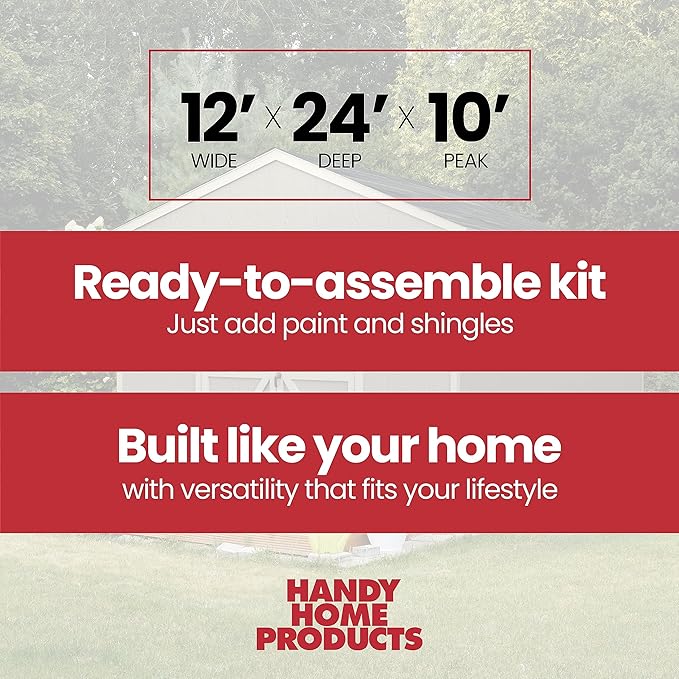 Handy Home Products Astoria 12x24 Do-It-Yourself Wooden Storage Shed- Does not Include Floor kit, Paint, or Roofing Shingles