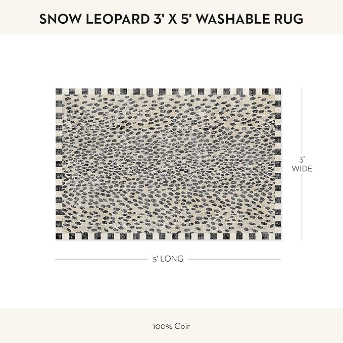 MACKENZIE-CHILDS Washable Rug, Decorative Indoor Rug, 3' x 5', Snow Leopard