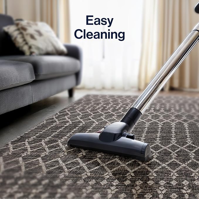 JONATHAN Y Moroccan Geometric Indoor Outdoor Area Rug 9X12 Black/Gray, Ourika Textured Weave for Backyard, Patio, Porch, Easy-Cleaning, High Traffic, Pet-Friendly, Non-Shedding (SMB108F-9)