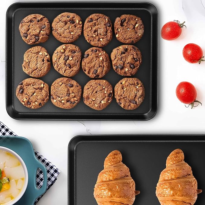 Herogo Baking Sheet Pan Set, Nonstick Carbon Steel Cookie Sheet Bakeware Set for Oven, 9.4×12.2×1 Inch Multipurpose Kitchen Cookware 2 Pack, Non-toxic & Heavy Duty & Easy Clean-Medium