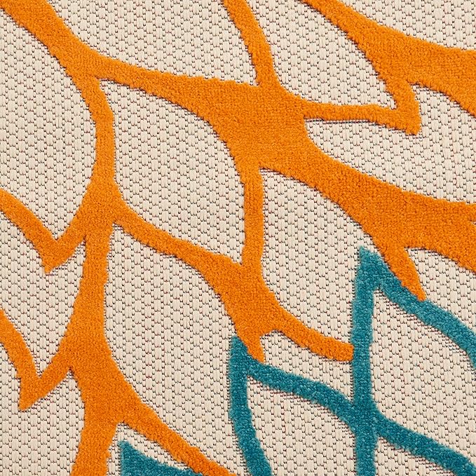 Nourison Aloha Indoor/Outdoor Green 9' x 12' Area Rug, Tropical, Botanical, Easy Cleaning, Non Shedding, Bed Room, Living Room, Dining Room, Deck, Backyard, Patio (9x12)