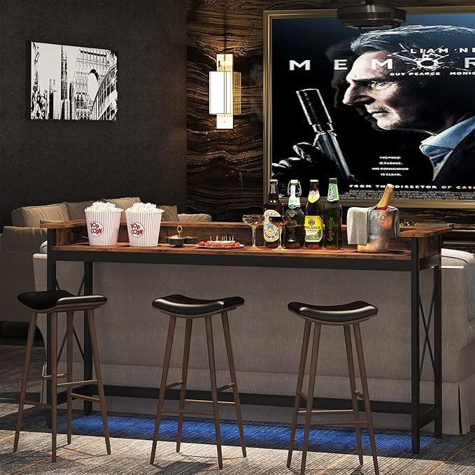 LITTLE TREE 70.9 inch Long Sofa Console Table with Outlets Charging Station Narrow Entryway Hallway Accent Furniture