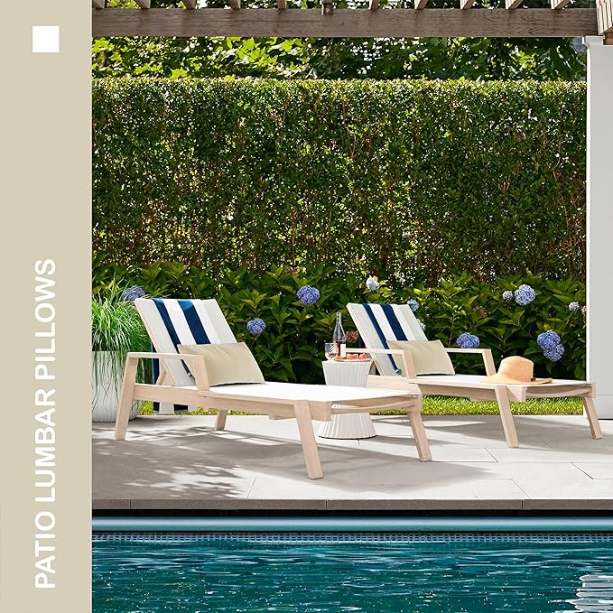 Indoor Outdoor Lumbar Pillows,Waterproof Outdoor Pillows Set of 2 for Patio Furniture,12×20 Inch,Beige