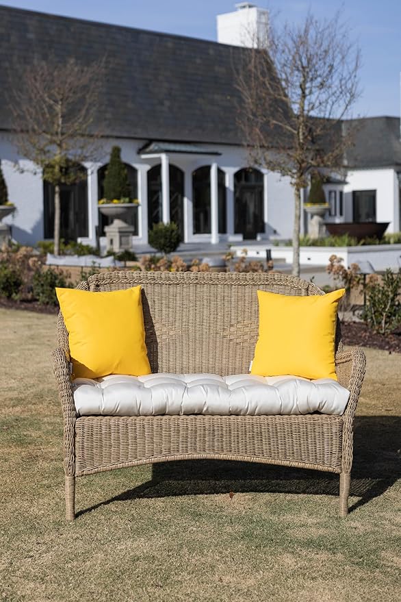 RSH DECOR: Sunbrella Square Throw Pillows Set of 4 | 20" x 20" | Water and Fade-Resistant Performance Fabric | Outdoor Pillow Covers with Down-Alternative Inserts | Canvas Sunflower Yellow