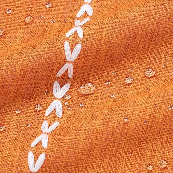 MitoVilla Boho Long Shower Curtain 72 x 78, Orange Farmhouse 78 inch Long Polyester Linen Fabric Shower Curtains with Tassel for Chic Cottagecore French Rustic Bathroom Decor