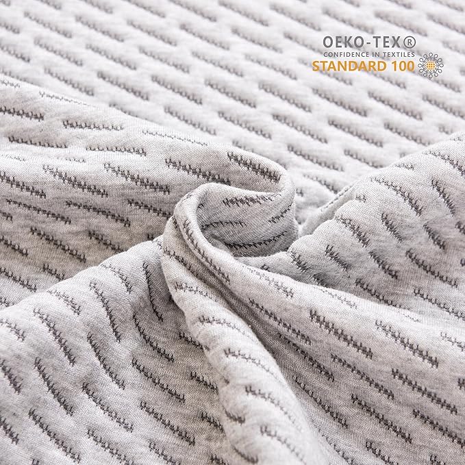 Subrtex Cover for Mattress Topper Queen Size 4 Inch (Only Cover) Mattress Topper Protector Bedding Removable Encasement with Zipper Closure