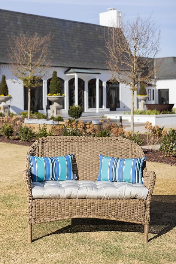 RSH DECOR: Sunbrella Lumbar Throw Pillows Set of 2 | 20" x 12" | Water and Fade-Resistant Performance Fabric | Outdoor Pillow Covers with Down-Alternative Inserts | Dolce Oasis